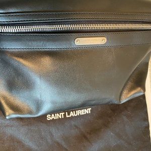 St. Laurent Mens Black Leather Belt Bag